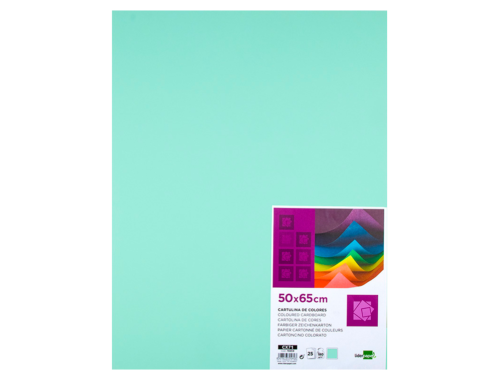 PAPIER CARTONNE LIDERPAPEL 50X65CM 180GR COLORIS VERT    PAQUET 25 FEUILLES