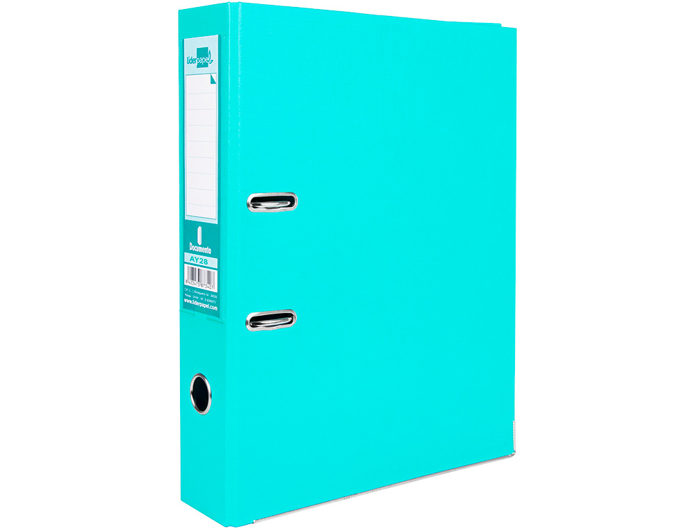 CLASSEUR LEVIER LIDERPAPEL DOCUMENTA A4+ CARTON REMBORDE DOS 75MM RADO METALLIQUE      COLORIS VERT CLAIR