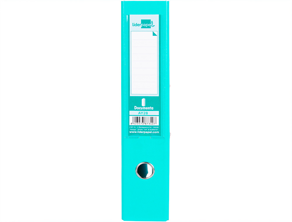 CLASSEUR LEVIER LIDERPAPEL DOCUMENTA A4+ CARTON REMBORDE DOS 75MM RADO METALLIQUE      COLORIS VERT CLAIR