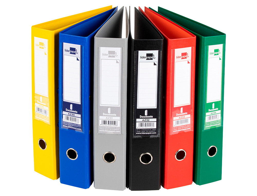 CLASSEUR LEVIER LIDERPAPEL DOCUMENTA A4+ CARTON REMBORDE DOS 75MM RADO METALLIQUE      COLORIS ASSORTIS CLASIC