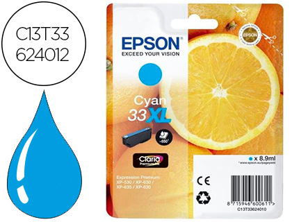CARTOUCHE EPSON T3362XL JET D'ENCRE ORANGE CLARIA COULEUR CYAN