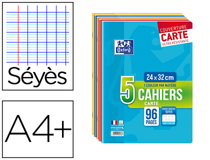 Oxford Lot de 10 Cahiers A4 (21 x 29,7cm) Grands Carreaux Seyès 96 Pages  90g : : Fournitures de bureau