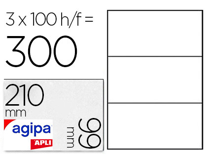 TIQUETTE ADHSIVE APLI AGIPA MULTI-USAGE 210X99MM TOUTE IMPRIMANTE BOTE 300 UNITS