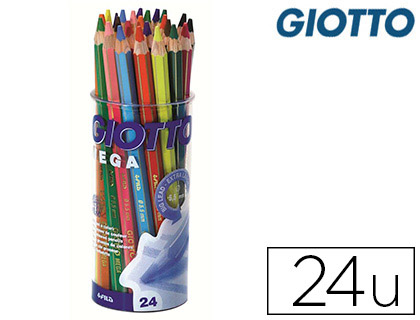 CRAYON COULEUR GIOTTO MEGA FORME HEXAGONALE MINE LARGE 5.5MM COLORIS ASSORTIS POT 24 UNITS