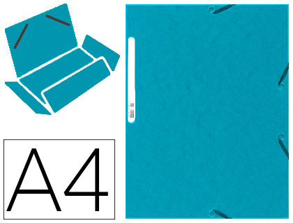 CHEMISE EXACOMPTA CARTE LUSTRE 5/10E 400G 3 RABATS ET LASTIQUE A4 FORMAT 240X320MM COLORIS BLEU