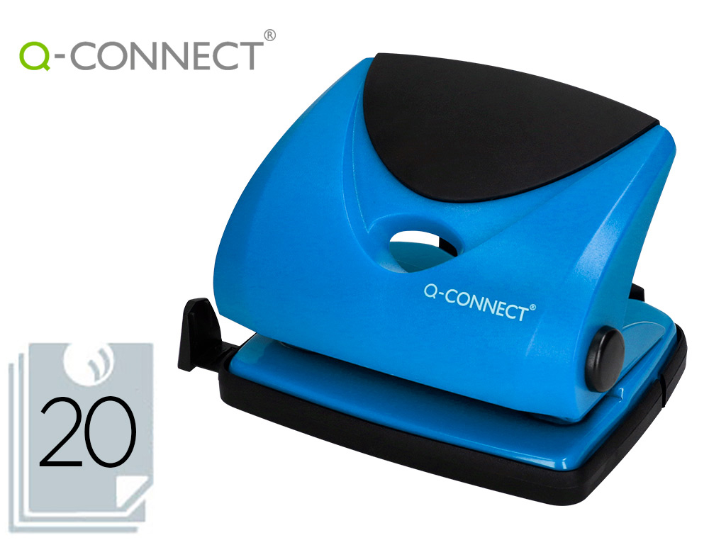 PERFORATEUR Q-CONNECT CAPACIT PERFORATION 20F 2 TROUS COLORIS BLEU 108X65MM