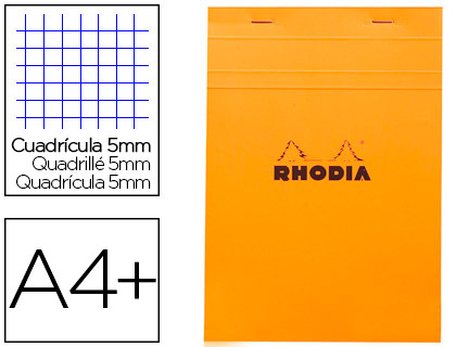 Bloc-notes agrafé RHODIA - perforation 4 trous - A4+