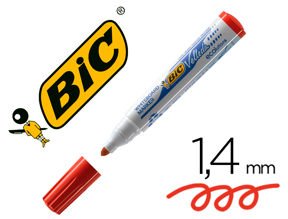 BIC VELLEDA 1701 - Marqueur effaçable - pointe ogive - rouge