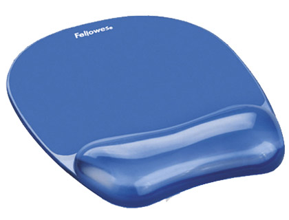 HYPERBURO  TAPIS SOURIS FELLOWES REPOSE-POIGNET GEL TRANSPARENT BLEU  ADAPTÉ SOURIS OPTIQUES