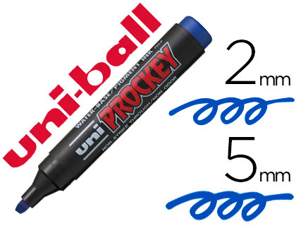 MARQUEUR UNIBALL UNI PROCKEY PERMANENT POINTE BISEAUTE ENCRE INALTRABLE INODORE CORPS PLASTIQUE COULEUR BLEU