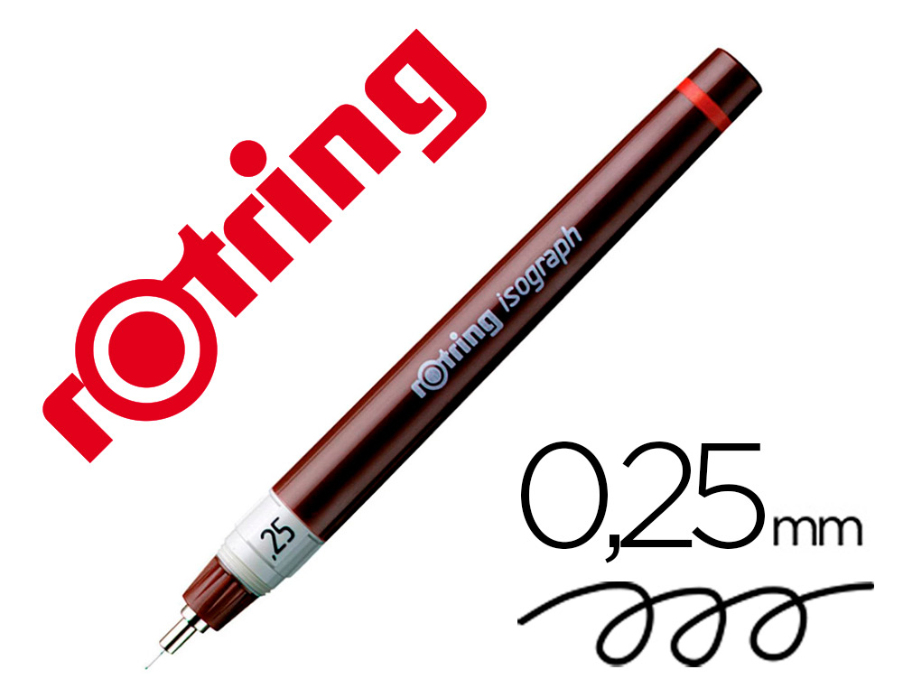 STYLO TECHNIQUE ROTRING ISOGRAPH PAPIER DESSIN CALQUE LARGEUR TRAIT 0.25MM DIN 15 DIN 6776 RECHARGEABLE MANUELLEMENT