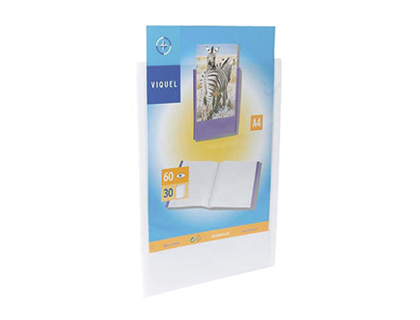 PROTGE-DOCUMENTS VIQUEL PERSONNALISABLE POLYPROPYLNE 5/10E A4 240X310MM 60 VUES OUVERTURE 180 DEGRS COLORIS BLANC