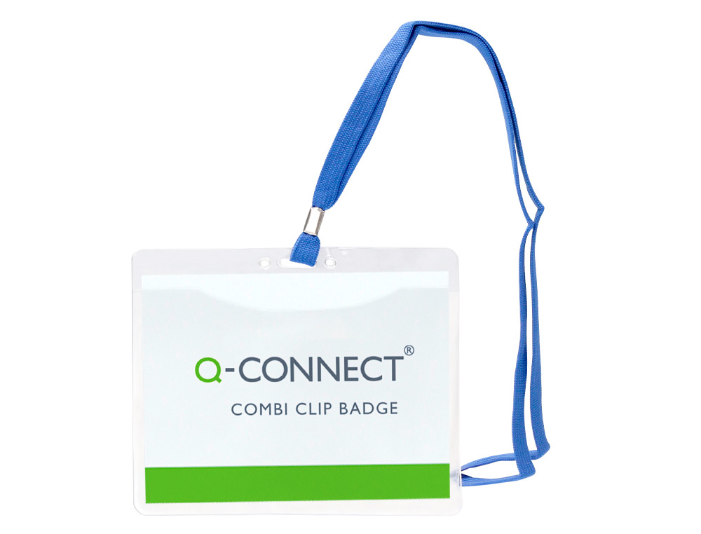 HYPERBURO  BADGE Q-CONNECT LACET NOIR PVC INTERIEUR CARTE BLANCHE