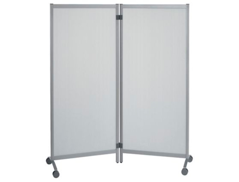 CLOISON DE PROTECTION MOBILE DOUBLE PAPERFLOW MODELE A PMMA 3MM CADRE ALUMINIUM ANODISE HAUTEUR REGLABLE 4 ROULETTES