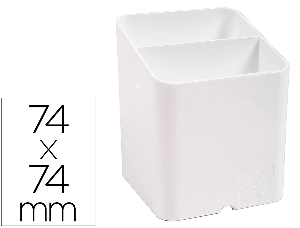 POT A CRAYONS EXACOMPTA PEN-CUBE 2 COMPARTIMENTS      PASSE-CABLE 74X74X93MM        COLORIS BLANC