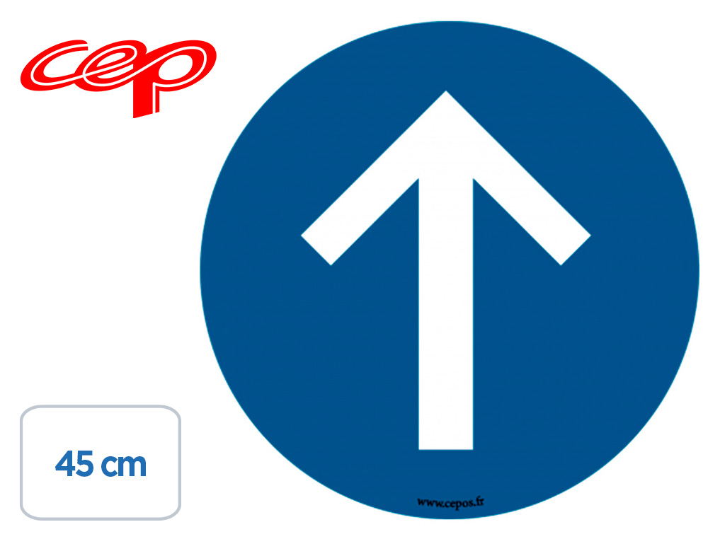 STICKERS CEP DE SIGNALISATION DU SENS DE LA CIRCULATION     OBLIGATOIRE POSE AU SOL       DIAMETRE 45CM