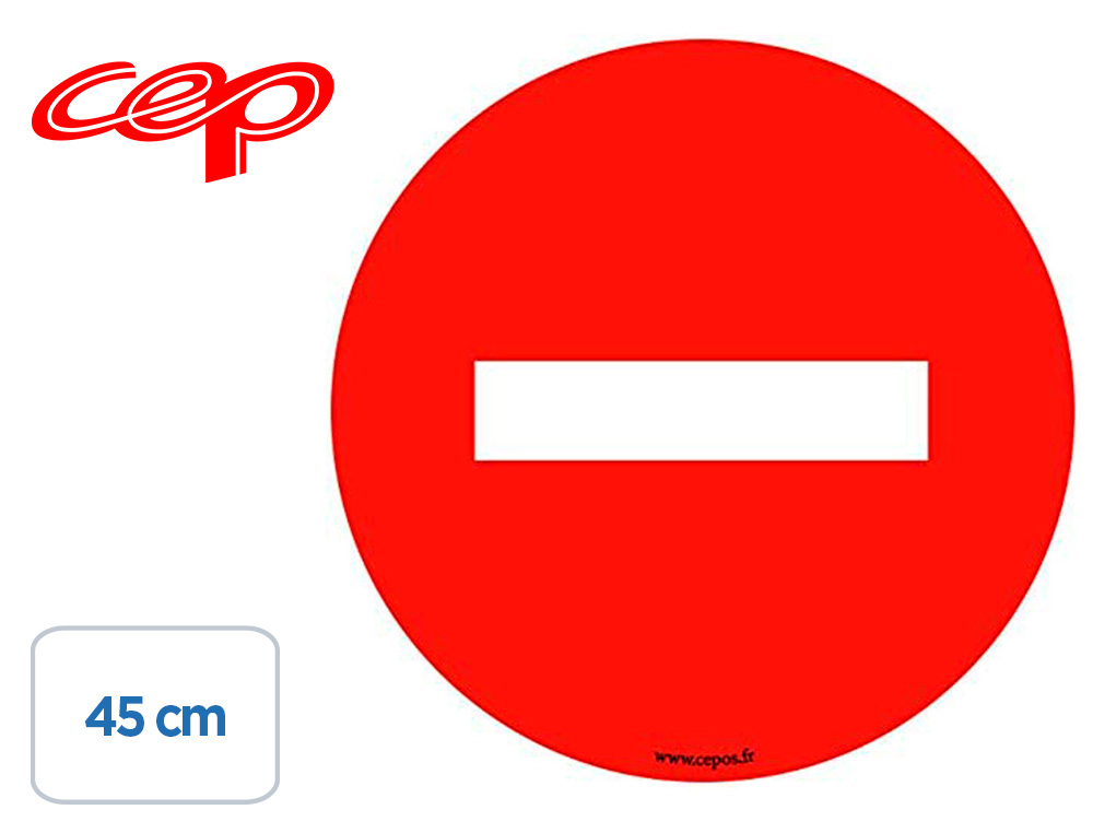STICKERS CEP DE SIGNALISATION DU SENS INTERDIT POSE AU SOL  DIAMETRE 45CM