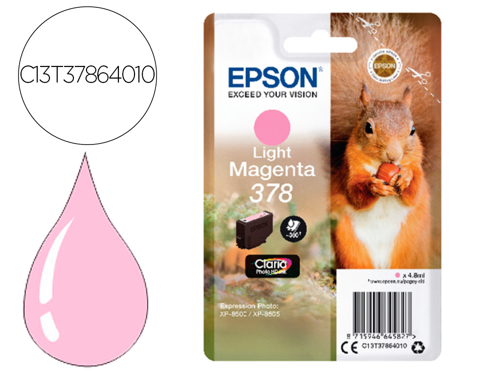 CARTOUCHE ENCRE EPSON 378 XP-8605 / 8606 / XP-15000 /   XP-8500 / 8505 COULEUR        MAGENTA CLAIR 360 PAGES