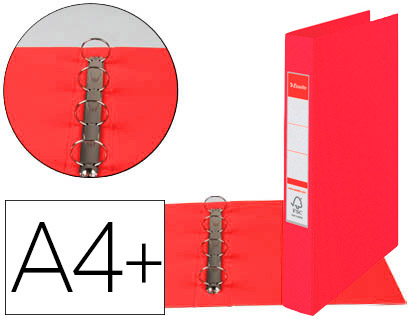 CLASSEUR ESSELTE CARTON VIVIDA 4 ANNEAUX STANDARD DOS 35MM COLORIS ROUGE