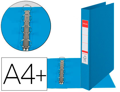 CLASSEUR ESSELTE CARTON VIVIDA 4 ANNEAUX STANDARD DOS 35MM COLORIS BLEU