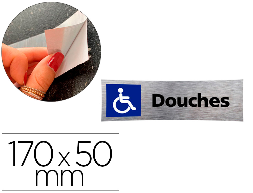 PLAQUE DE PORTE DOUCHES HANDICAPES SIGNALETIQUE BIZ   PICTOGRAMME EN ALUMINIUM      DOUBLE FACE AUTOCOLLANT DOS