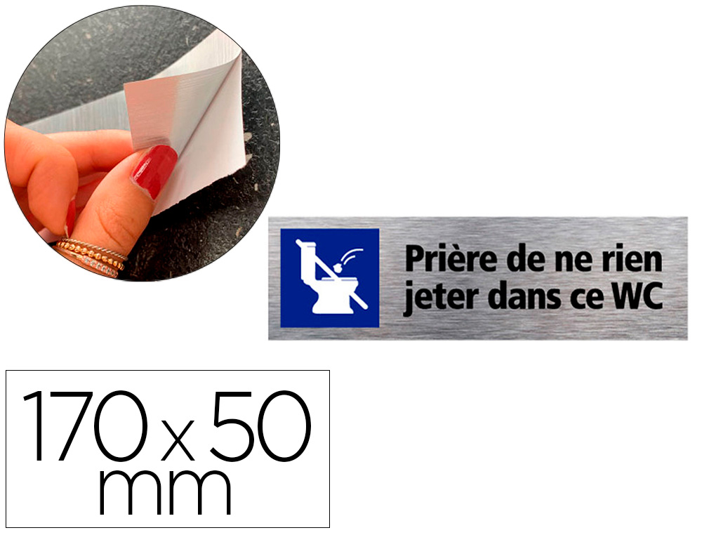 PLAQUE DE PORTE PRIERE DE NE RIEN JETER DANS CE WC         SIGNALETIQUE BIZ PICTOGRAMME  ALUMINIUM AUTOCOLLANT DOS