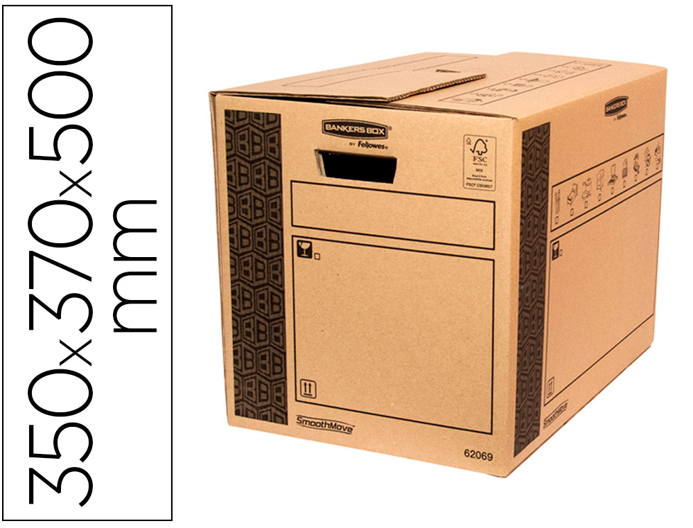 CAISSE TRANSPORT FELLOWES CARGO 350X370X500MM PACK DE   10