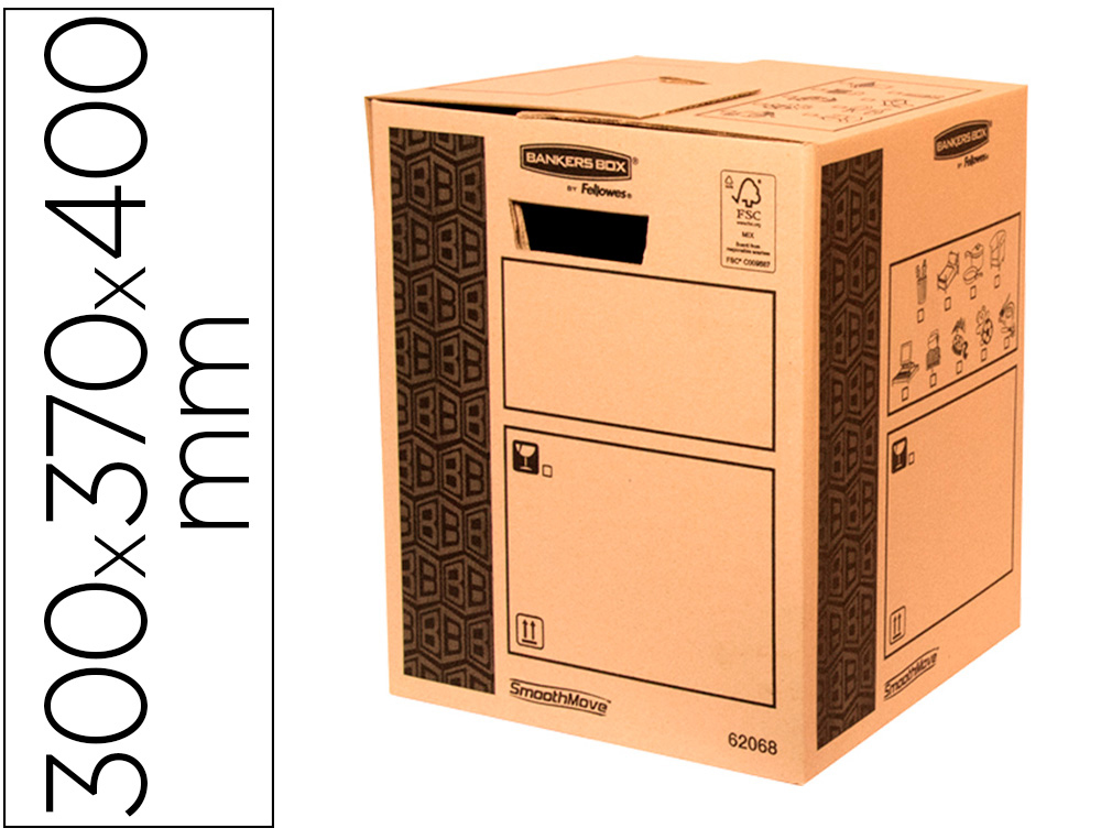 CAISSE TRANSPORT FELLOWES CARGO 300X370X400MM PACK DE   10