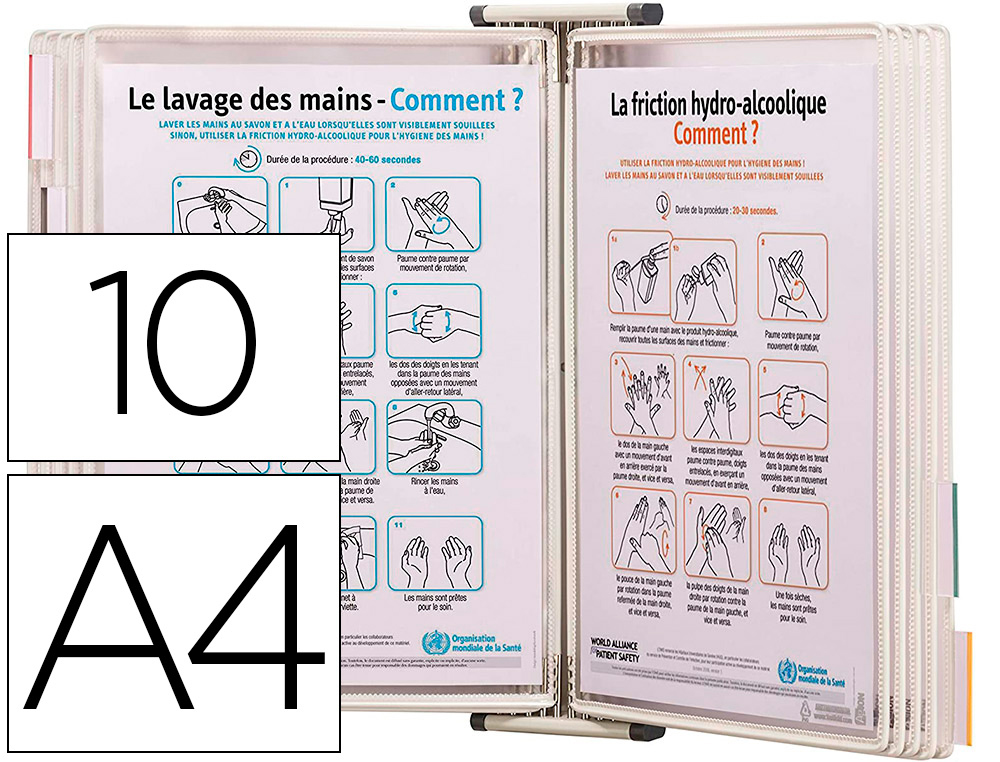 KIT DE CONSULTATION TARIFOLD MURAL ANTIMICROBIEN FORMAT A4 10 POCHES BLANC