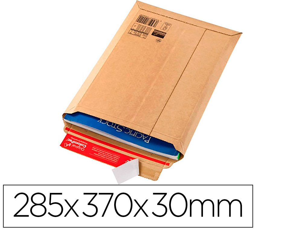 POCHETTE EXPEDITION COLOMPAC CARTON RIGIDE BRUN BANDE      ADHESIVE 285X370X30MM