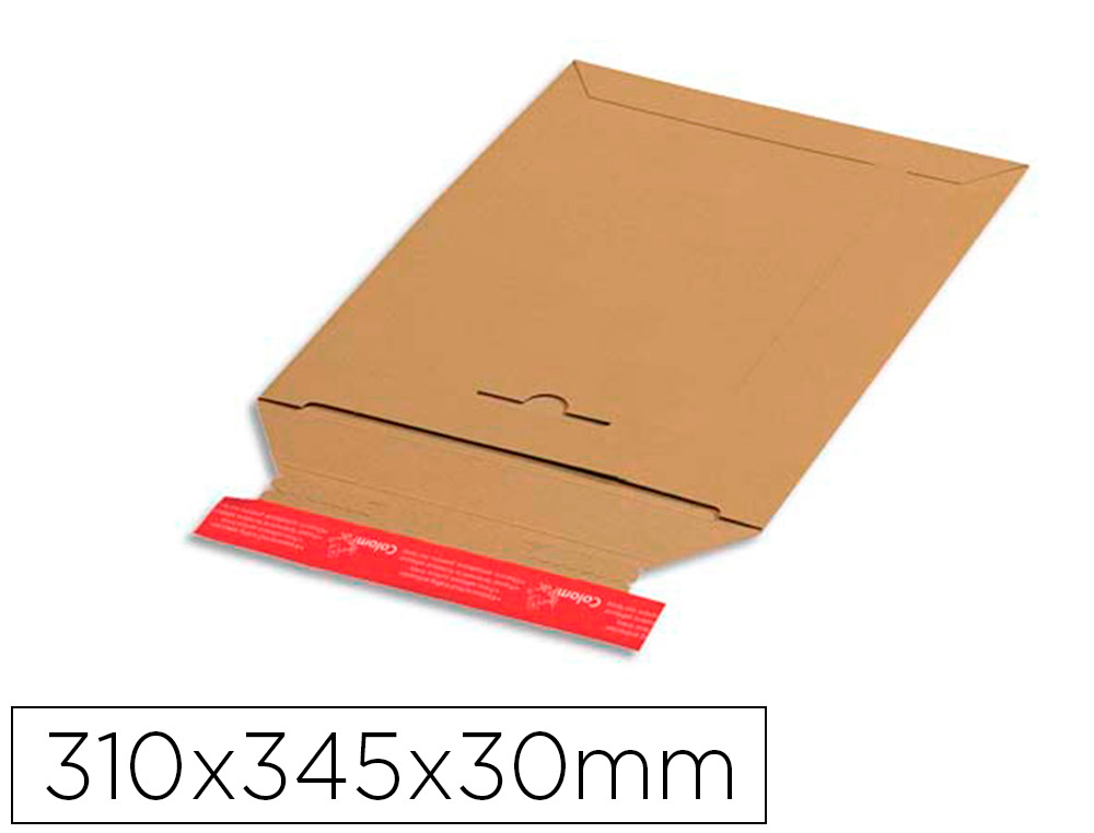 POCHETTE EXPEDITION COLOMPAC CARTON RIGIDE BRUN BANDE      ADHESIVE 310X345X30MM