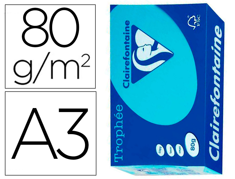 Papier A4 couleur 80 g Clairefontaine (Bleu turquoise) – Ramette