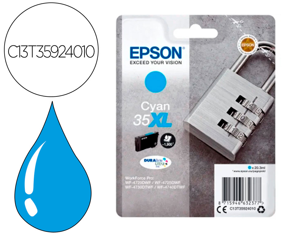 CARTOUCHE ENCRE  EPSON SINGLEPACK 35XL DURABRITE     ULTRA INK CYAN