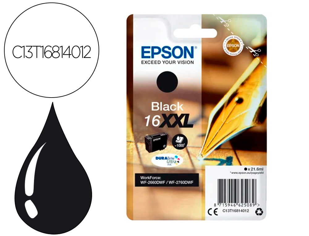 CARTOUCHE ENCRE  EPSON 16XXL WORKFORCE 2660DWF NOIR