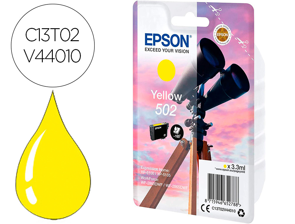 CARTOUCHE ENCRE  EPSON SINGLEPACK 502 INK JAUNE