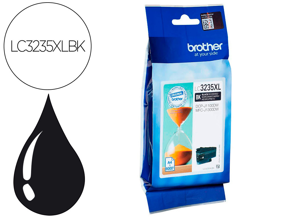 CARTOUCHE  BROTHER JET D'ENCRE LC3235XLBK  COULEUR   NOIR 6000 PAG