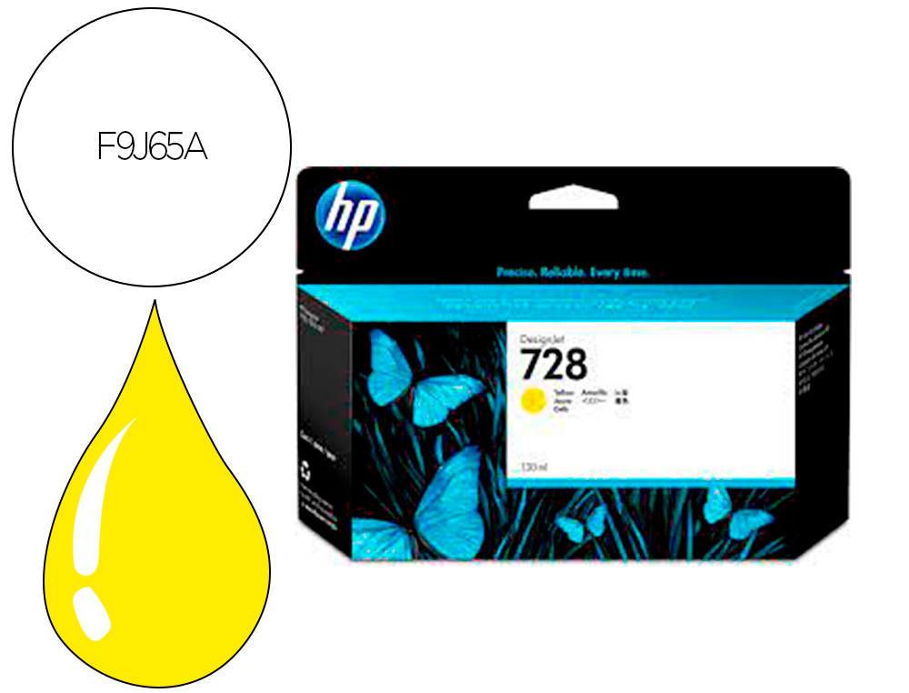 CARTOUCHE HP JET D'ENCRE 728 COULEUER JAUNE 130ML
