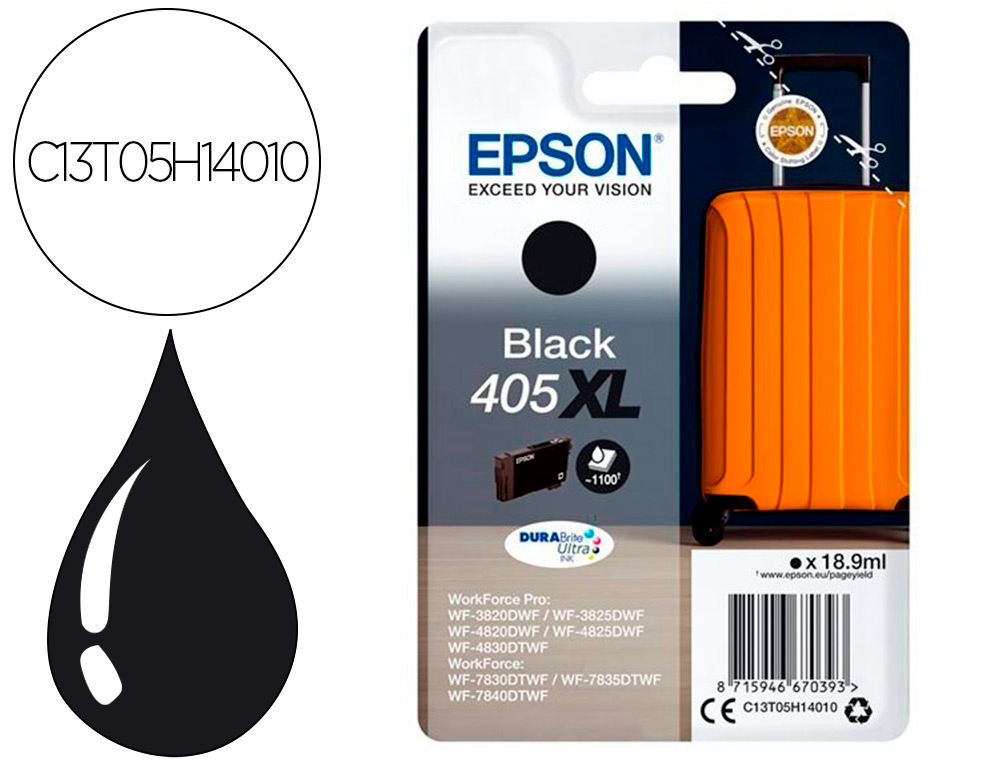 CARTOUCHE  EPSON JET D'ENCRE 405 VALISE NOIR 18 ,9ML