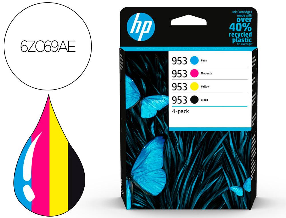 Cartouches 953XL Noir+Cyan - Magenta - Jaune - 6ZC69AE - 6ZC69AE