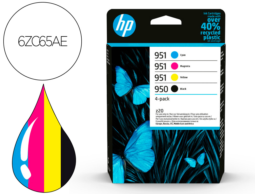 CARTOUCHE HP LASERJET 950BK/951- 6ZC65AE  MULTI     PACK NOIR/ CYAN/MAGENTA/JAUNE