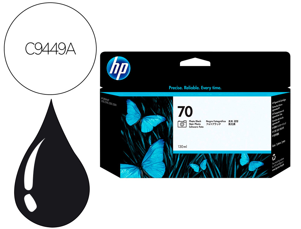 CARTOUCHE HP JET D'ENCR  70 COULEUR NOIR PHOTO 130ML