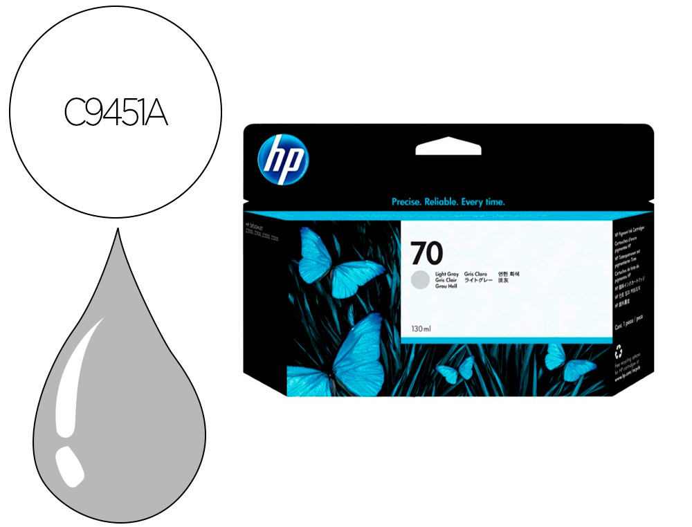 CARTOUCHE HP JET D'ENCRE 70 COULEUR GRIS CLAIR.130ML