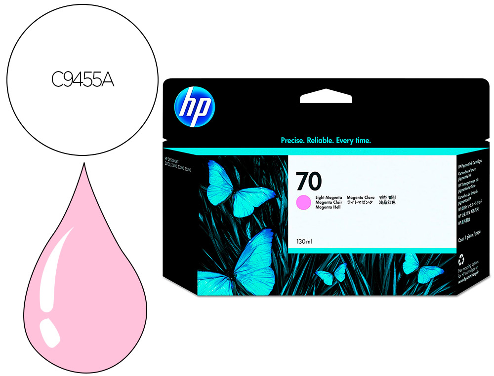 CARTOUCHE HP JET D'ENCRE 70 COULEUR MAGENTA CLAIR 130ML