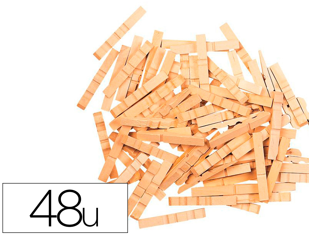 PINCE EN BOIS COLORIS NATUREL 48X7MM SACHET DE 48 UNITES