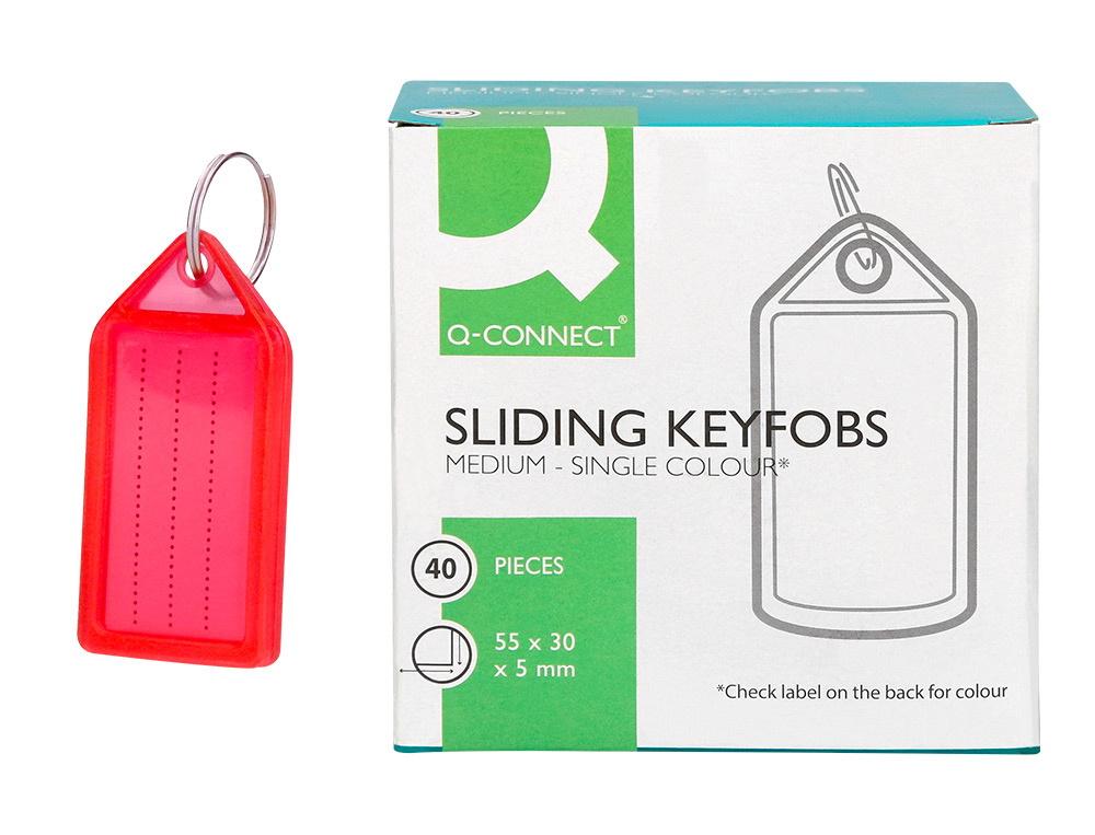 PORTE-CLES Q-CONNECT PORTE-ETIQUETTE PREMIUM       COLORIS ROUGE BOITE 40 UNITES