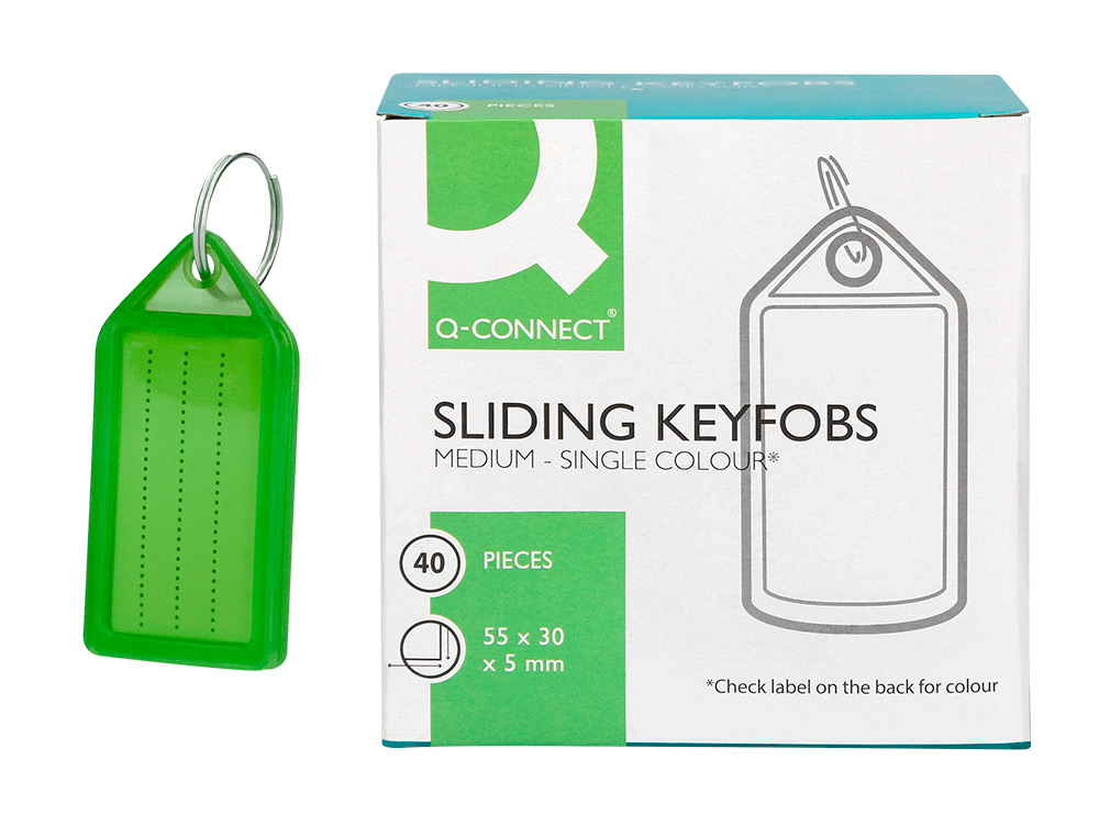 PORTE-CLES Q-CONNECT PORTE-ETIQUETTE PREMIUM       COLORIS VERT BOITE 40 UNITES