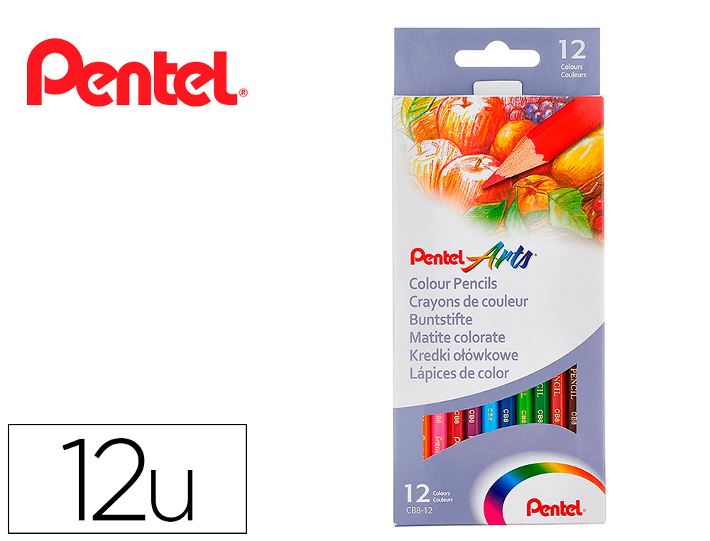 BOITE DE 12 CRAYONS DE COULEURS PENTEL CORPS         HEXAGONAL EN BOIS COLORIS     ASSORTIS