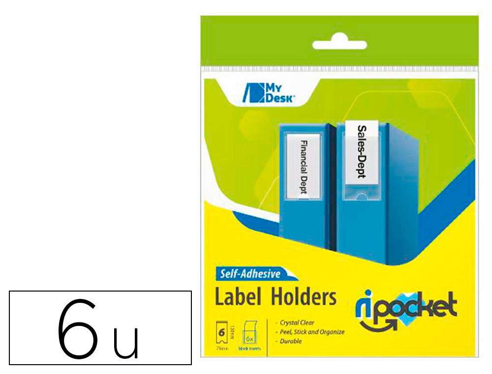PAQUET 6 PORTE-ETIQUETTE RIPLAST ADHESIVE 75X150MM PVC REACH