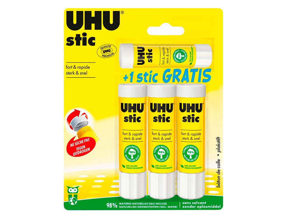 HYPERBURO  COLLE UHU LOT DE 3 STICKS DE 21G + 1 STICK DE 8G