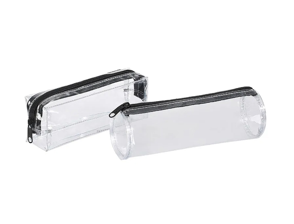 TROUSSE SCOLAIRE CLEAR DIMENSIONS ROND 22X7X7CM      DIMENSIONS RECTANGLE 21X7X5CM COLORIS TRANSPARENT
